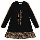 Girls Black & Beige Logo Dress, 1, hi-res