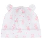 Baby Girls White & Pink Teddy Bear Time Hat, 1, hi-res