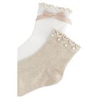 Girls White & Beige Socks ( 2-Pack ) , 2, hi-res