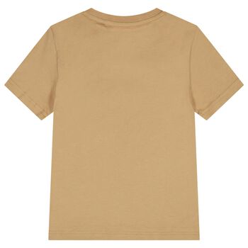تيشيرت للأولاد بالشعار باللون البيج