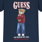 Girls Navy Blue Teddy Bear Logo Dress, 2, hi-res