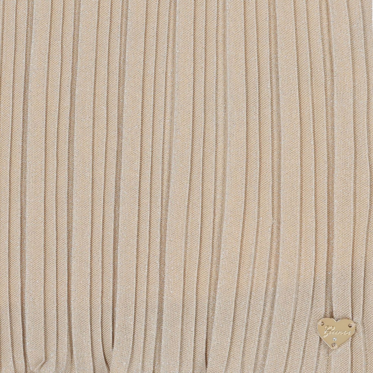 Girls Beige & Silver Pleated Top, 1, hi-res