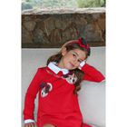 Girls Red Teddy Bear Dress, 1, hi-res