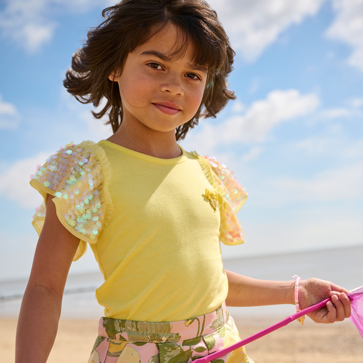 توب بالترتر باللون الاصفر للبنات , 1, hi-res