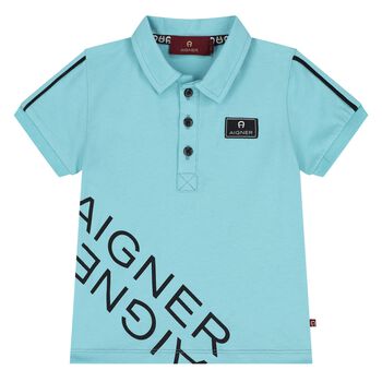 Younger Boys Blue Logo Polo Shirt