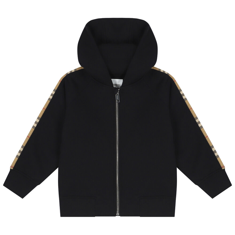 Burberry Black Hooded Zip Up Top | Junior Couture UAE