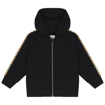 Black Hooded Zip Up Top