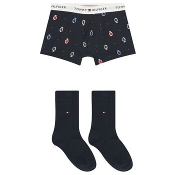 Boys Navy Blue Logo Underwear Set
