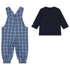 Baby Boys Blue & Navy Blue Dungaree Gift Set, 1, hi-res