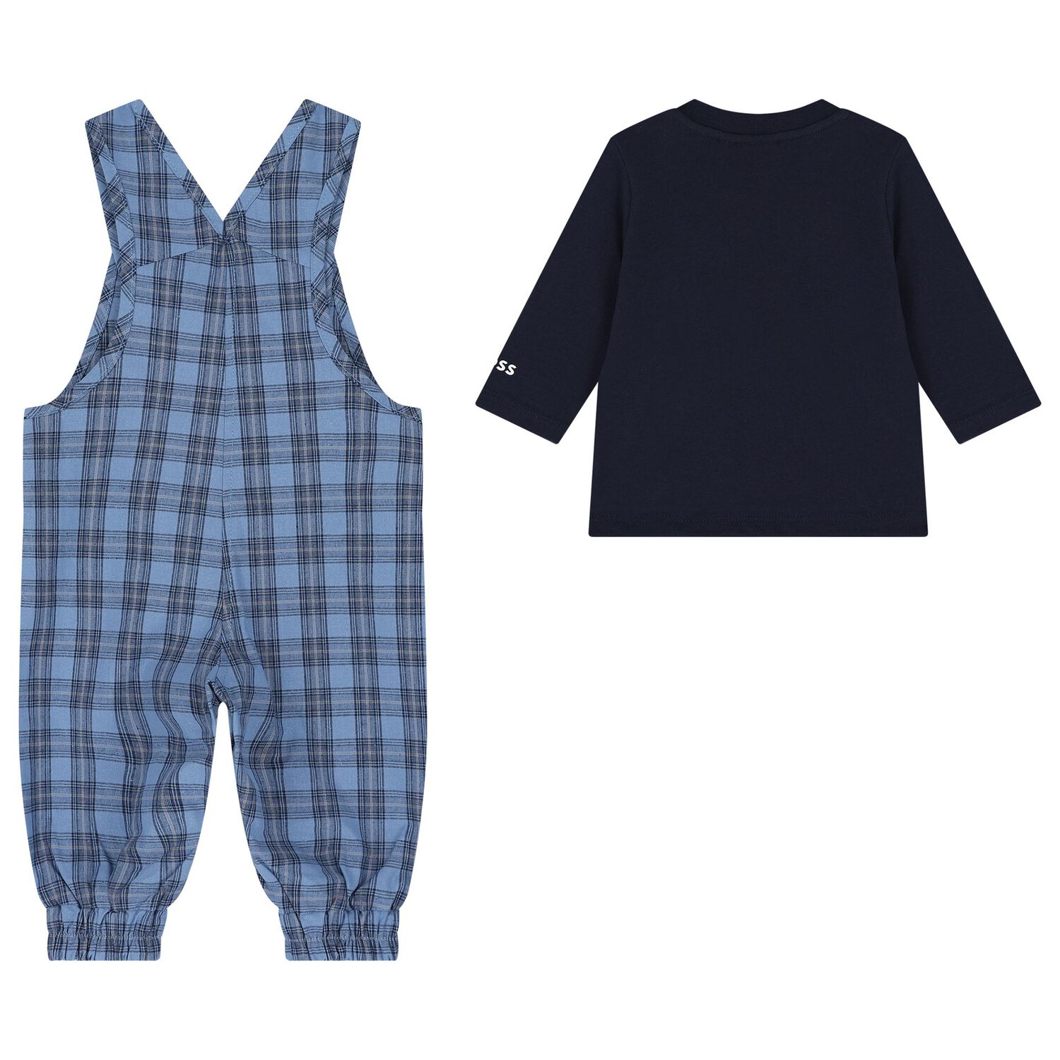 Baby Boys Blue & Navy Blue Dungaree Gift Set, 1, hi-res