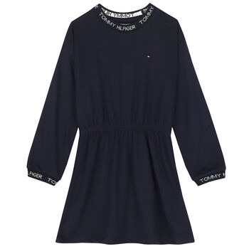 Girls Navy Logo Dress