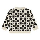 Younger Boys Ivory & Black Ikonik Karl Trouser Set, 1, hi-res