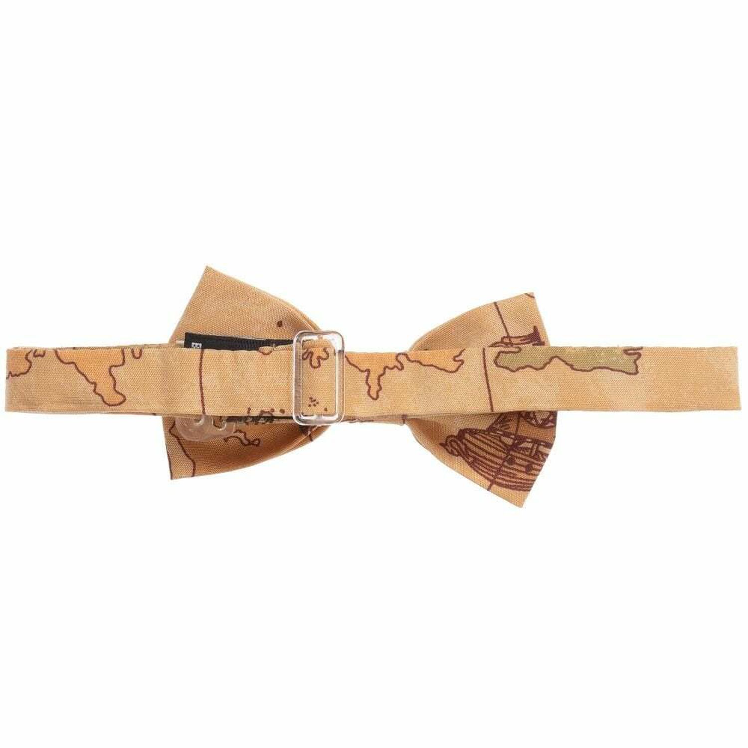 Younger Boys Beige Geo Map Bow Tie, 1, hi-res