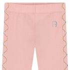 Younger Girls Pink Logo Leggings, 1, hi-res