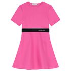 فستان بنات بالشعار باللون الزهري, 2, hi-res