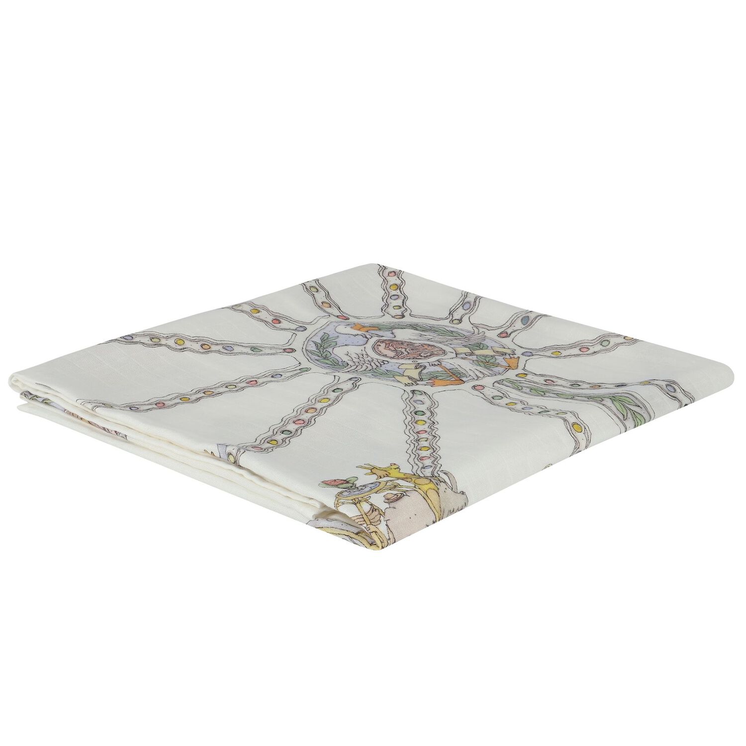 قماط بطبعة عجلة الهواء باللون العاجى, 1, hi-res