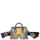 حقيبة يد للبنات بشعار باللونين البيج والأسود, 1, hi-res