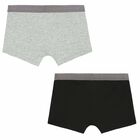 Boys Grey & Black Boxer Shorts ( 2-Pack ), 1, hi-res