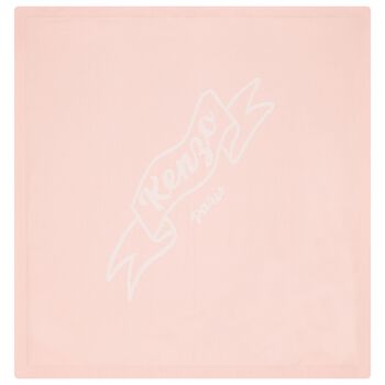 Girls White & Pink Logo Knitted Baby Blanket