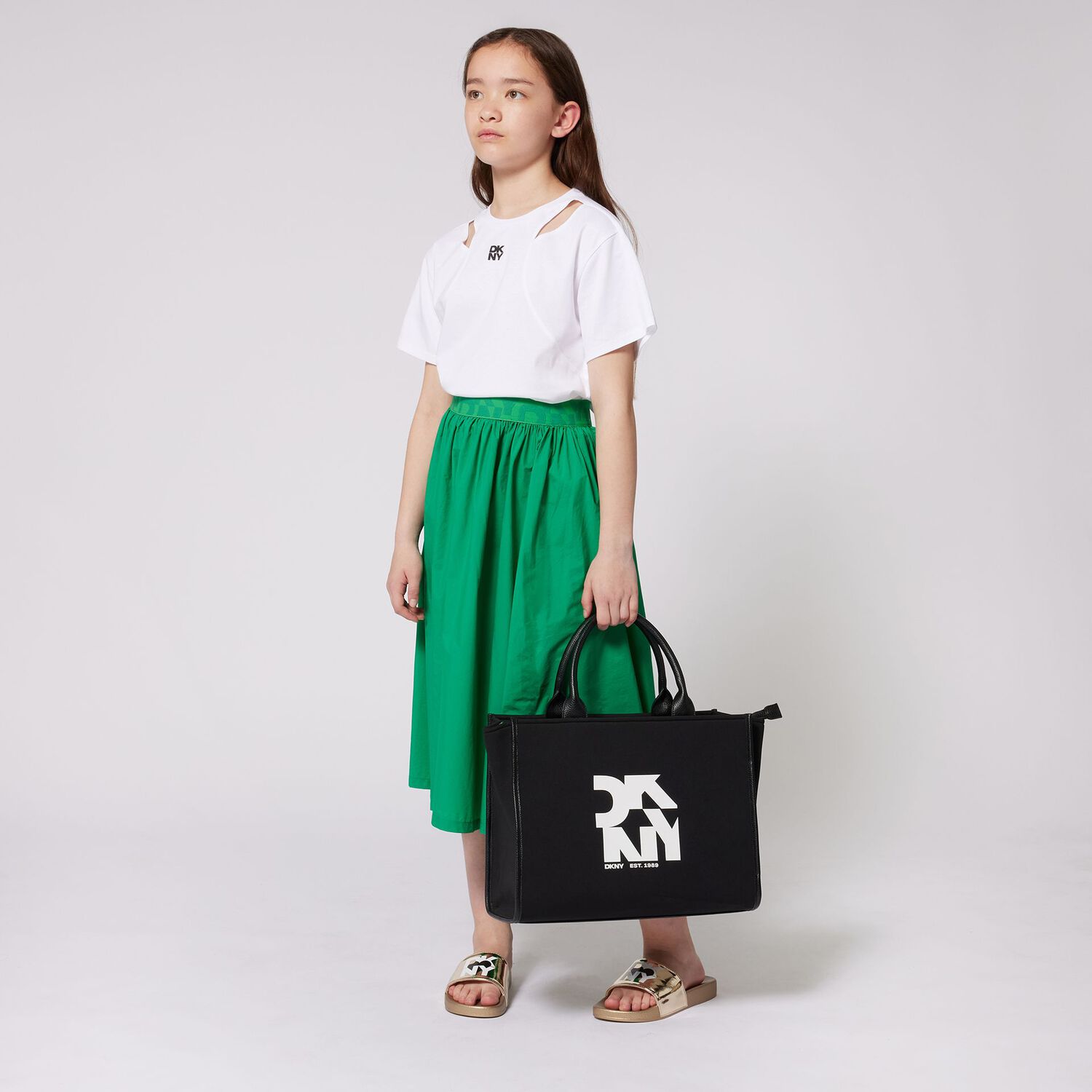 Girls Green Logo Skirt, 2, hi-res