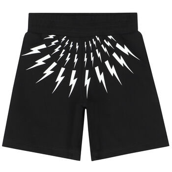Boys Black Thunderbolt Logo Shorts