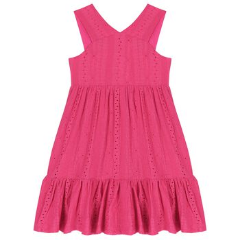 Girls Pink Embroidered Dress