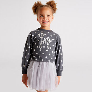 Girls Grey & Silver Skirt Set