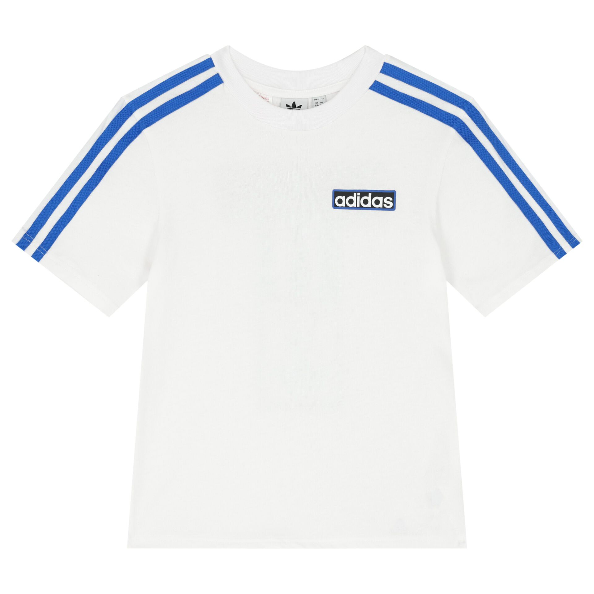 White adidas shirt with blue logo top