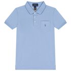 Boys Blue Logo Polo Shirt, 1, hi-res