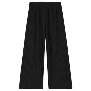Girls Black Pleated Trousers