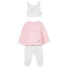 Baby Girls Ivory & Pink 2 Piece Babygrow Set, 2, hi-res