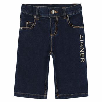 Boys Blue Denim Logo Shorts