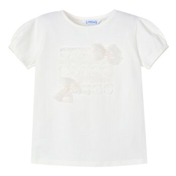 Girls Ivory Bow T-Shirt