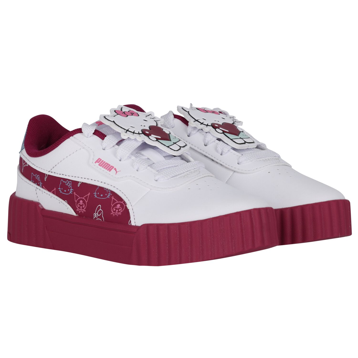 حذاء رياضي للبنات من هالو كيتي باللونين الأبيض والبورجوندي, 1, hi-res