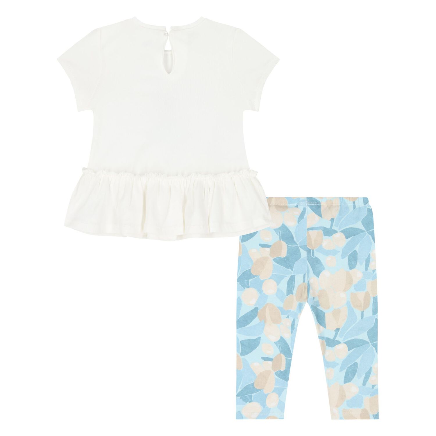 Younger Girls Ivory & Blue Leggings Set, 1, hi-res