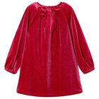Girls Red Sparkly Velour Dress, 3, hi-res