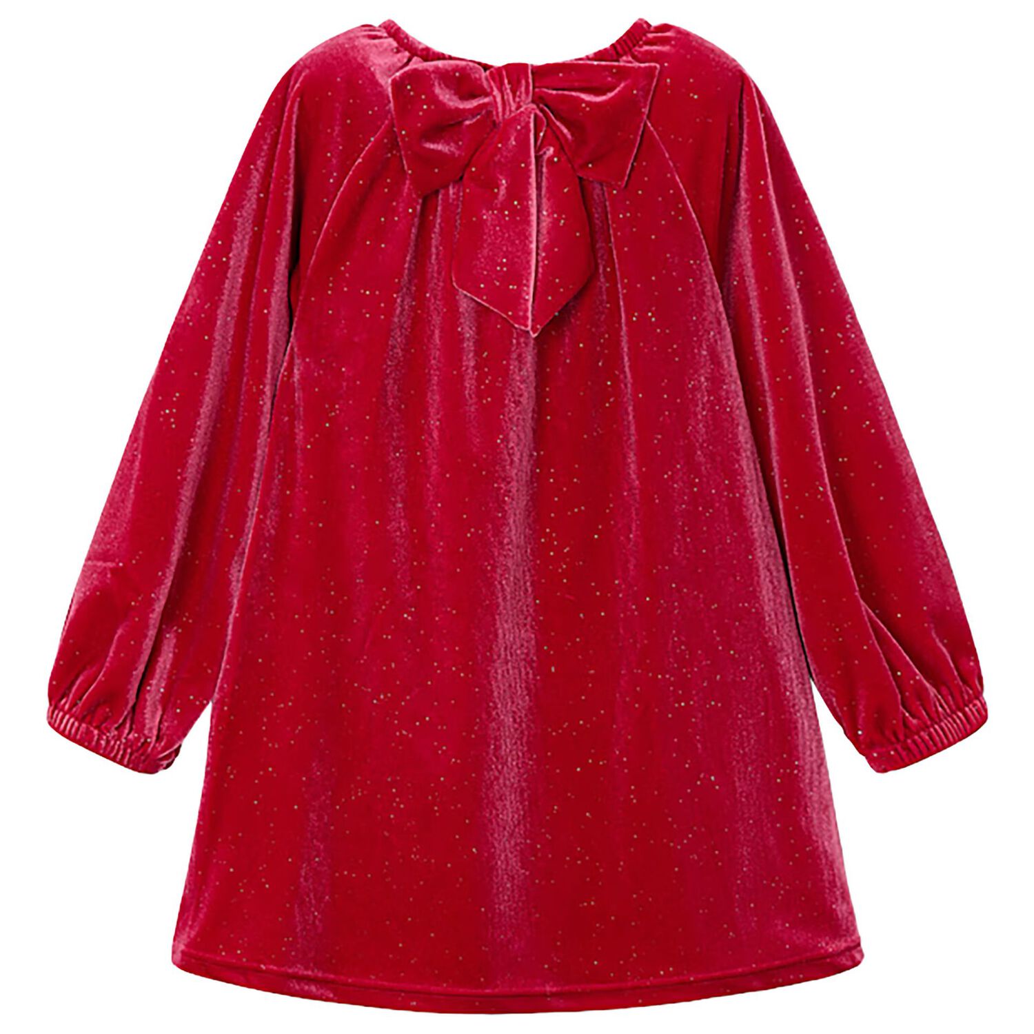 Girls Red Sparkly Velour Dress, 3, hi-res image number null