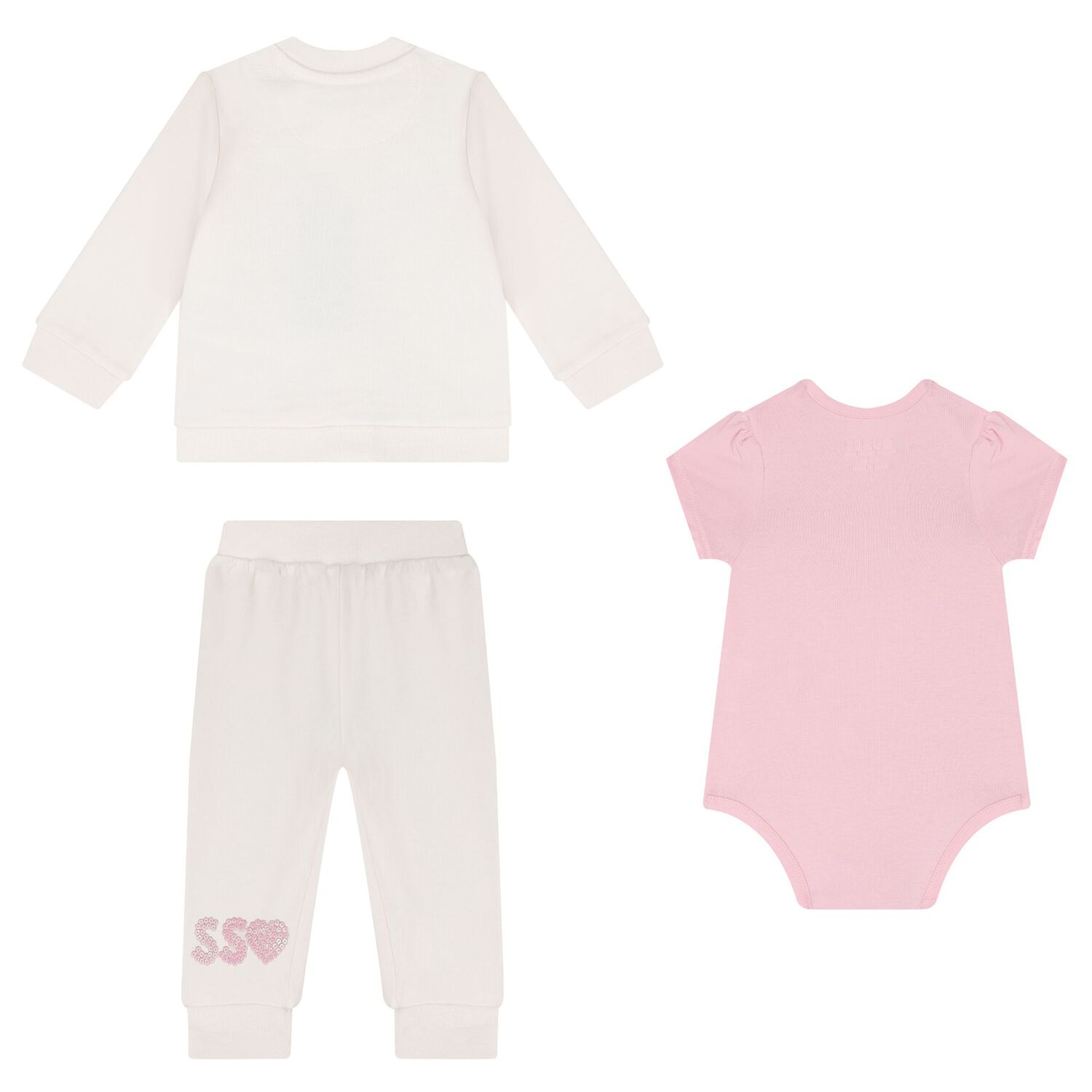 Baby Girls Ivory & Pink Logo Trouser Set, 1, hi-res image number null