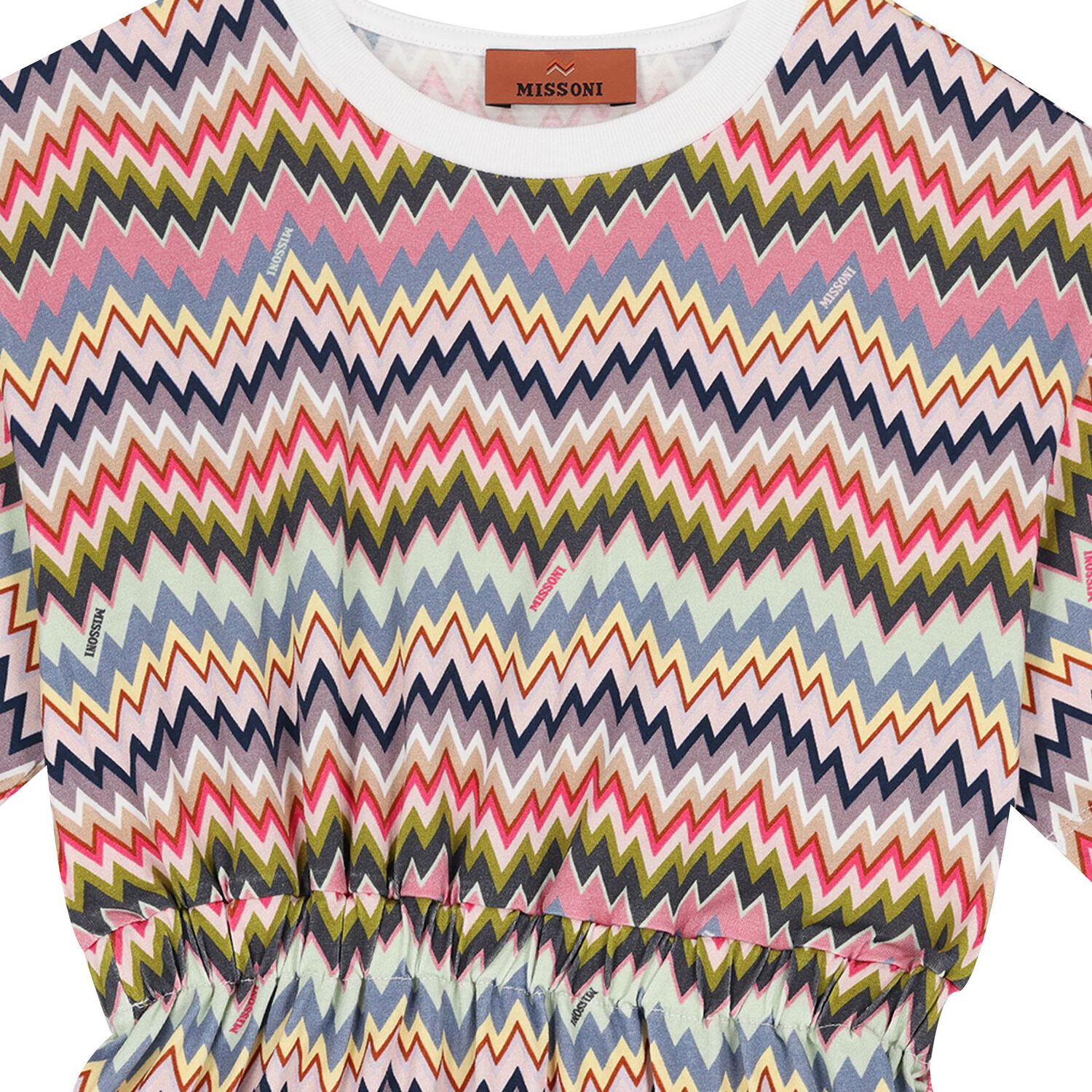 Girls Pink Multi-Coloured Zigzag Dress, 1, hi-res