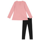 طقم ليغنز بنات بطبعة تيدي باللون الوردي والأسود, 1, hi-res