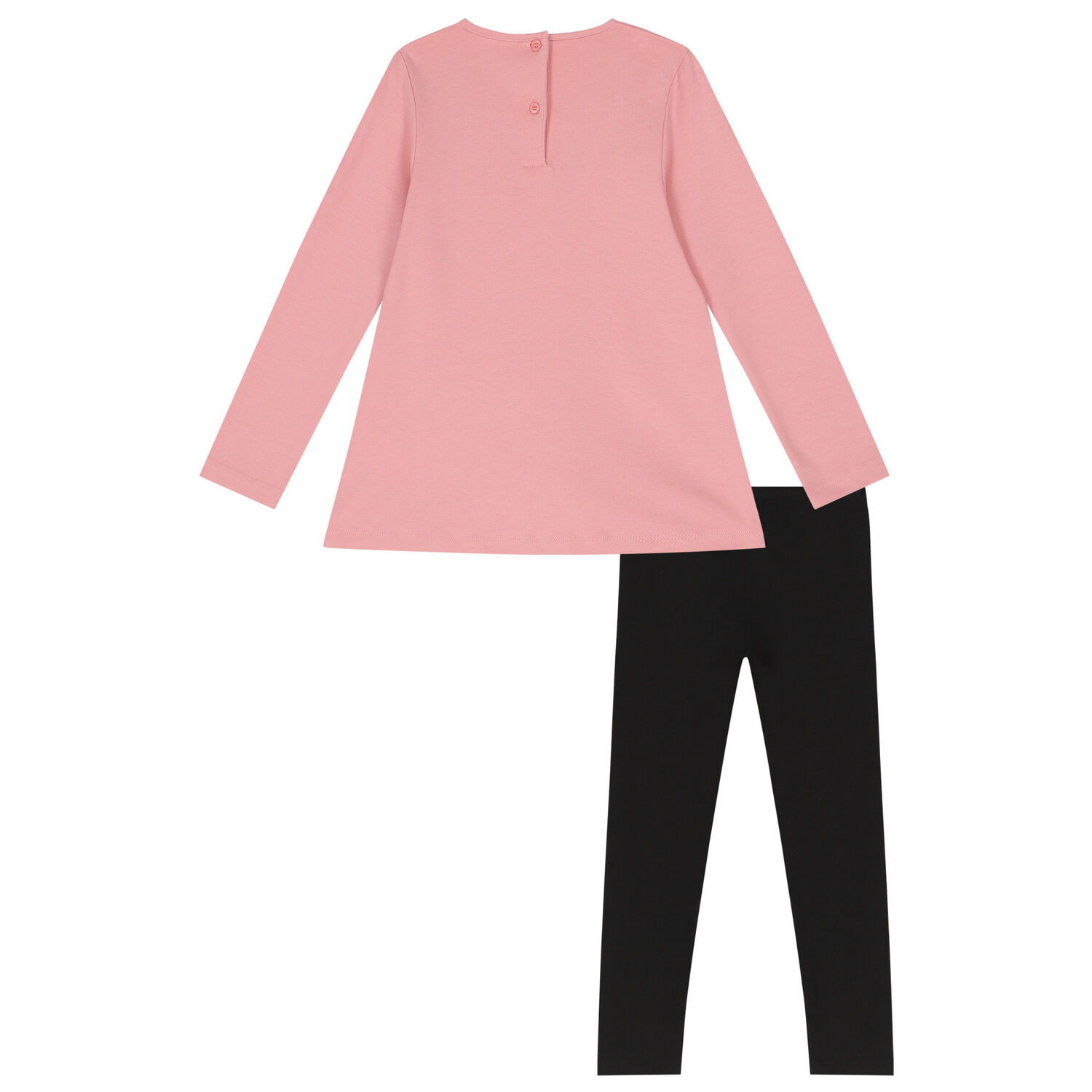 طقم ليغنز بنات بطبعة تيدي باللون الوردي والأسود, 1, hi-res