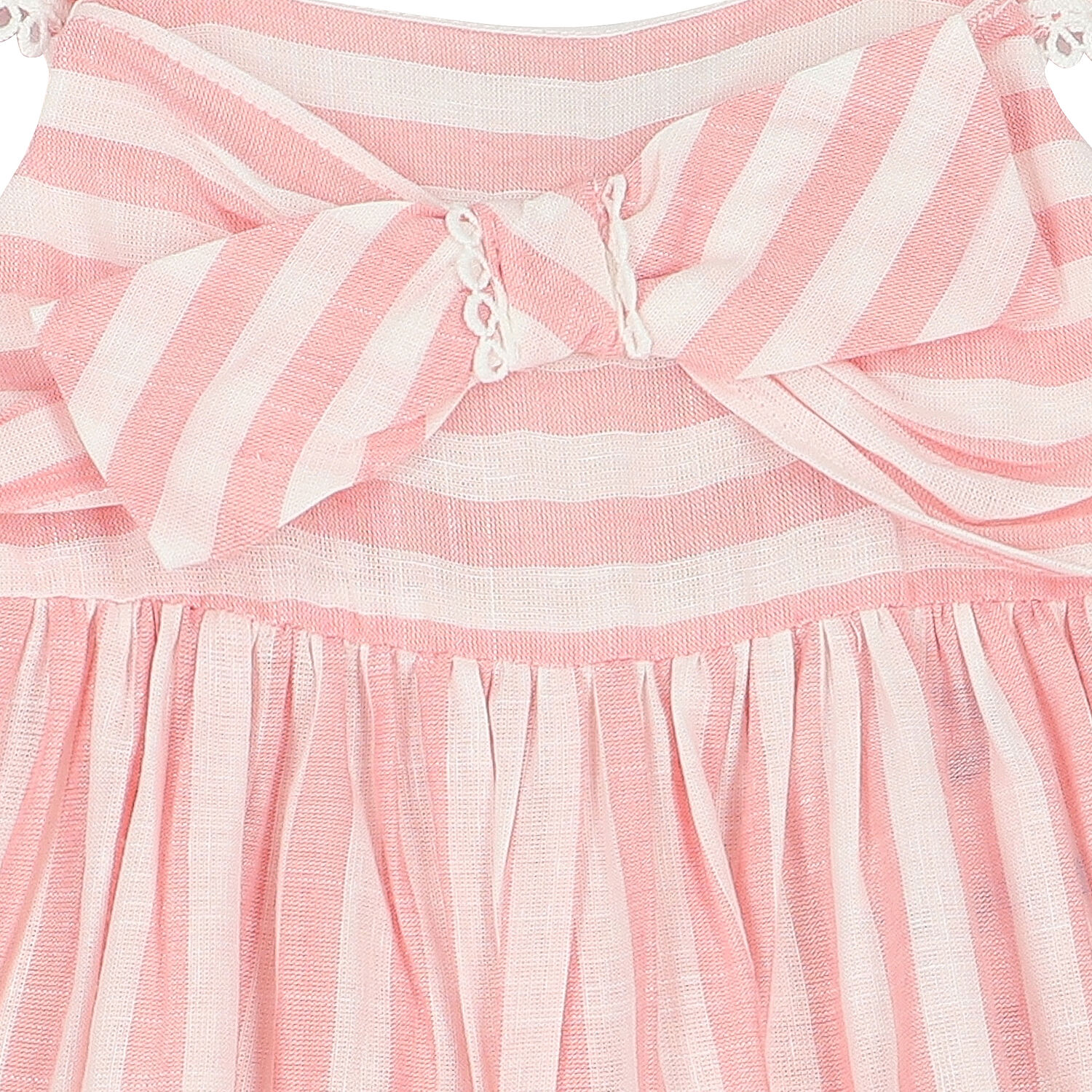 Younger Girls Pink & Ivory Striped Dress Set, 1, hi-res