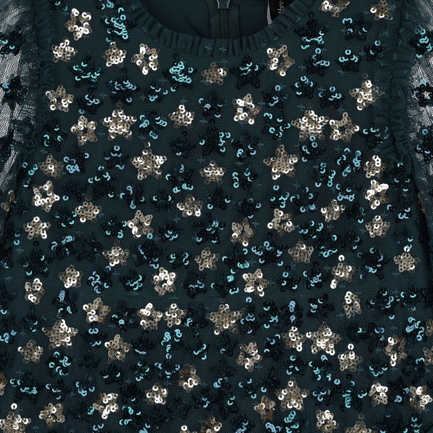 Girls Green Sequin Tulle Dress, 1, hi-res