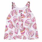 تيشيرت بناتي باللون الابيض والزهري المزركش, 1, hi-res