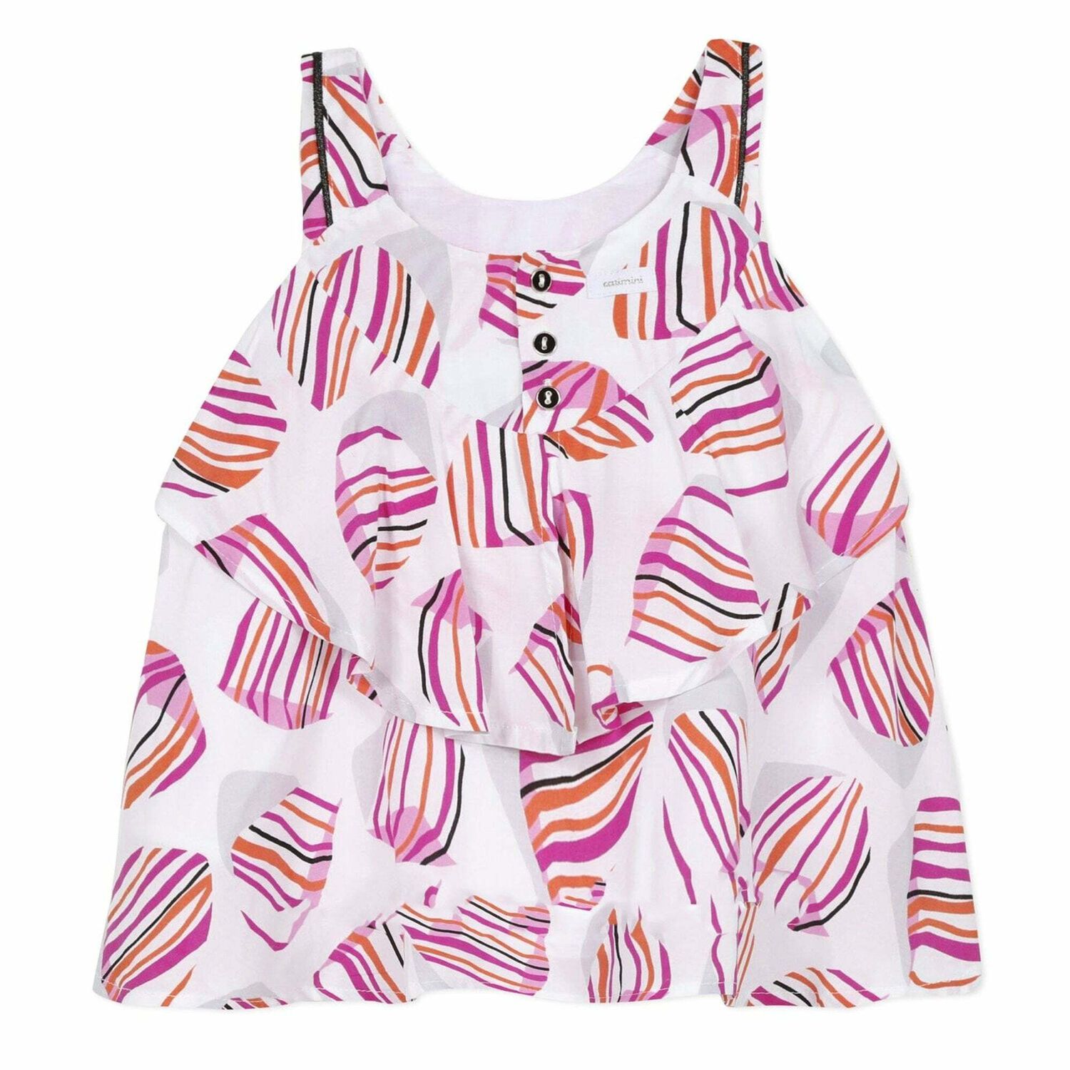 تيشيرت بناتي باللون الابيض والزهري المزركش, 1, hi-res image number null