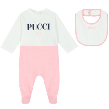 Baby Girls White & Pink Babygrow Gift Set