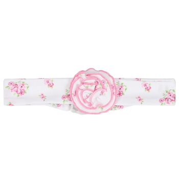 Baby Girls White & Pink Roses & Blooms Headband