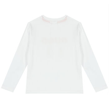 Boys White Logo Long Sleeve Top