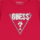 توب بنات بأكمام بالشعار باللون الوردي, 2, hi-res