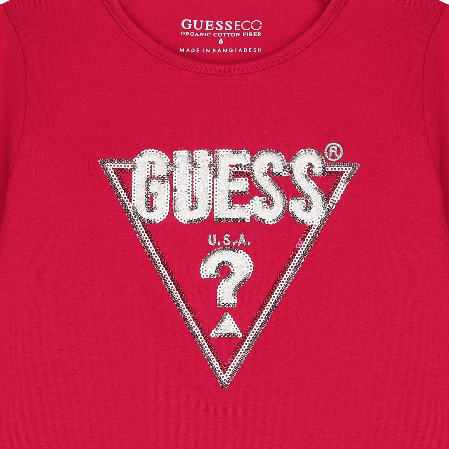 توب بنات بأكمام بالشعار باللون الوردي, 2, hi-res